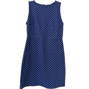 OLD NAVY polka dot dress, blue white, sz large, cotton. Full zipper, sleeveless